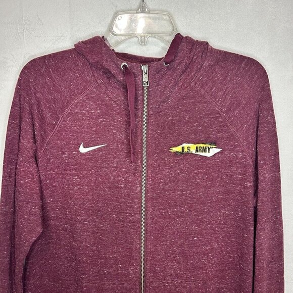 Nike U.S. Army Full Zip Hoodie Sweatshirt Womens Size L Purple Wine Lightweight - Picture 2 of 7
